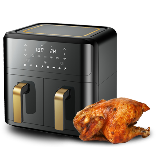 DH-801A DUAL DOUBLE BASKET BERKAPASITI BESAR 15L PELBAGAI FUNGSI TIADA MINYAK PAPARAN LED PINTAR AIR FRYER OVEN