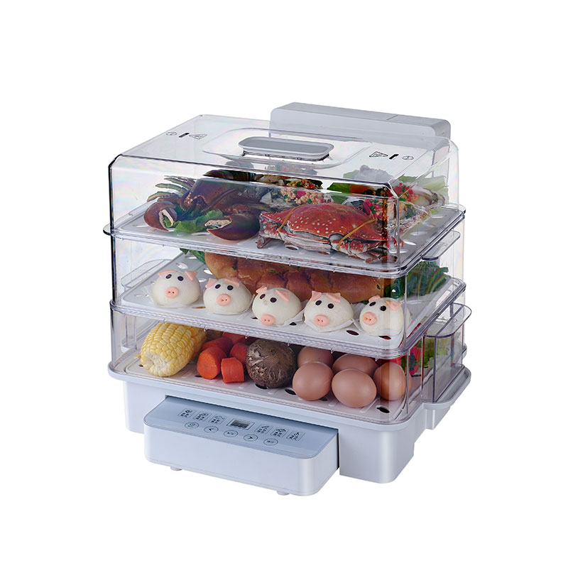 Pengukus makanan elektrik 1200w pemanasan pantas BPA-Free 3 Tier Stackable multi-cooker